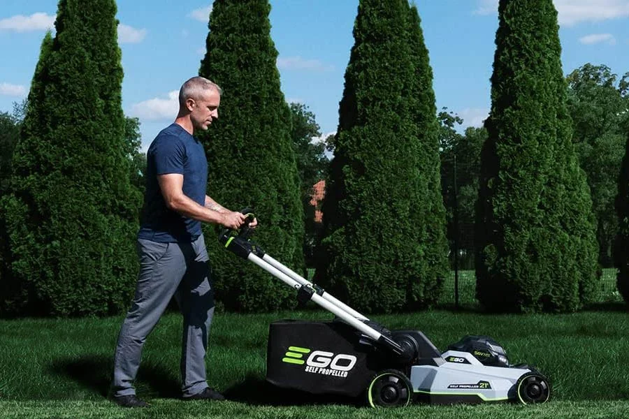 wide self propelled lawn mower